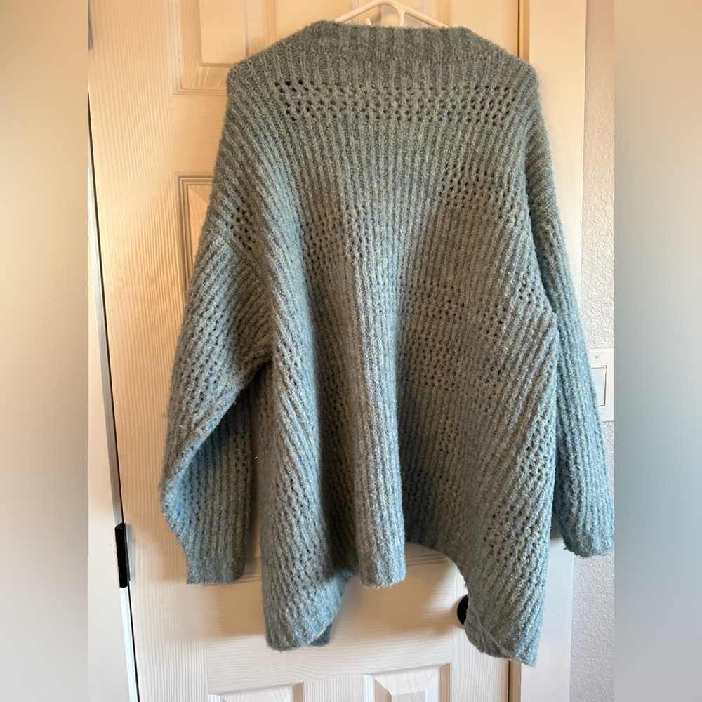 Lulus turquoise open knit sweater - Picture 3 of 5